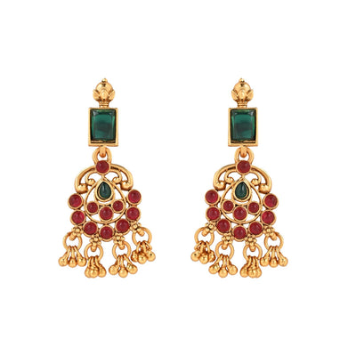 Women's Gold Plated Traditional Temple Choker Necklace Jewellery With Earrings Set