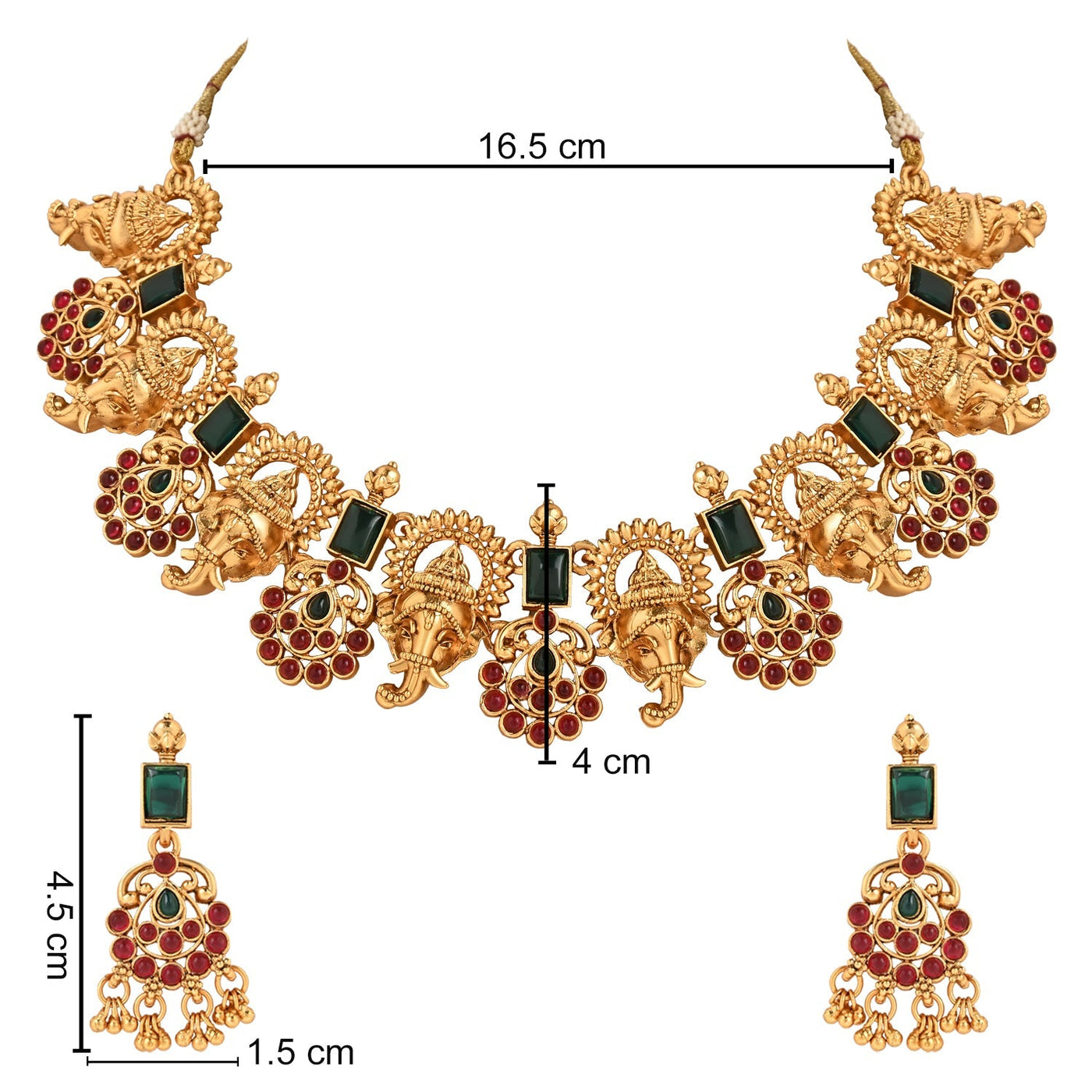 Women's Gold Plated Traditional Temple Choker Necklace Jewellery With Earrings Set