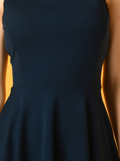 Women's Navy Blue Solid   Party  Dress