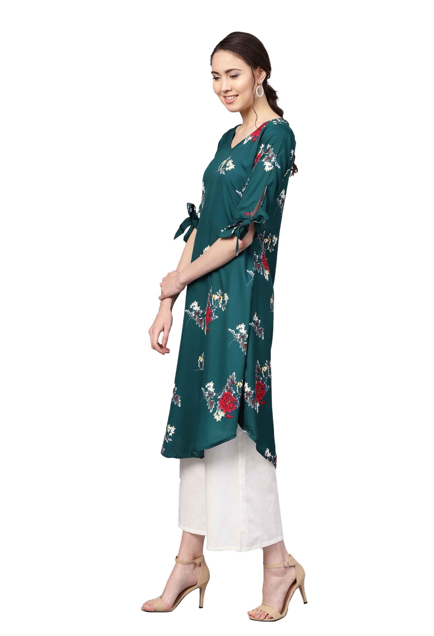 Women Green Printed Kurti by Myshka (