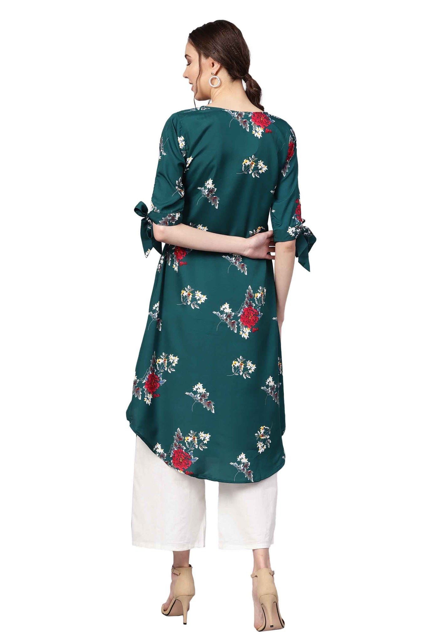 Women Green Printed Kurti by Myshka (