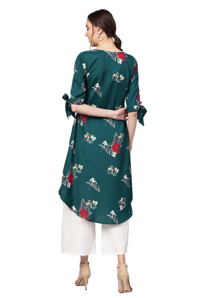 Women Green Printed Kurti by Myshka (
