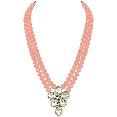 Women's 18k Gold Plated Traditional Kundan & Pearl Studded Necklace Jewellery Set ML31