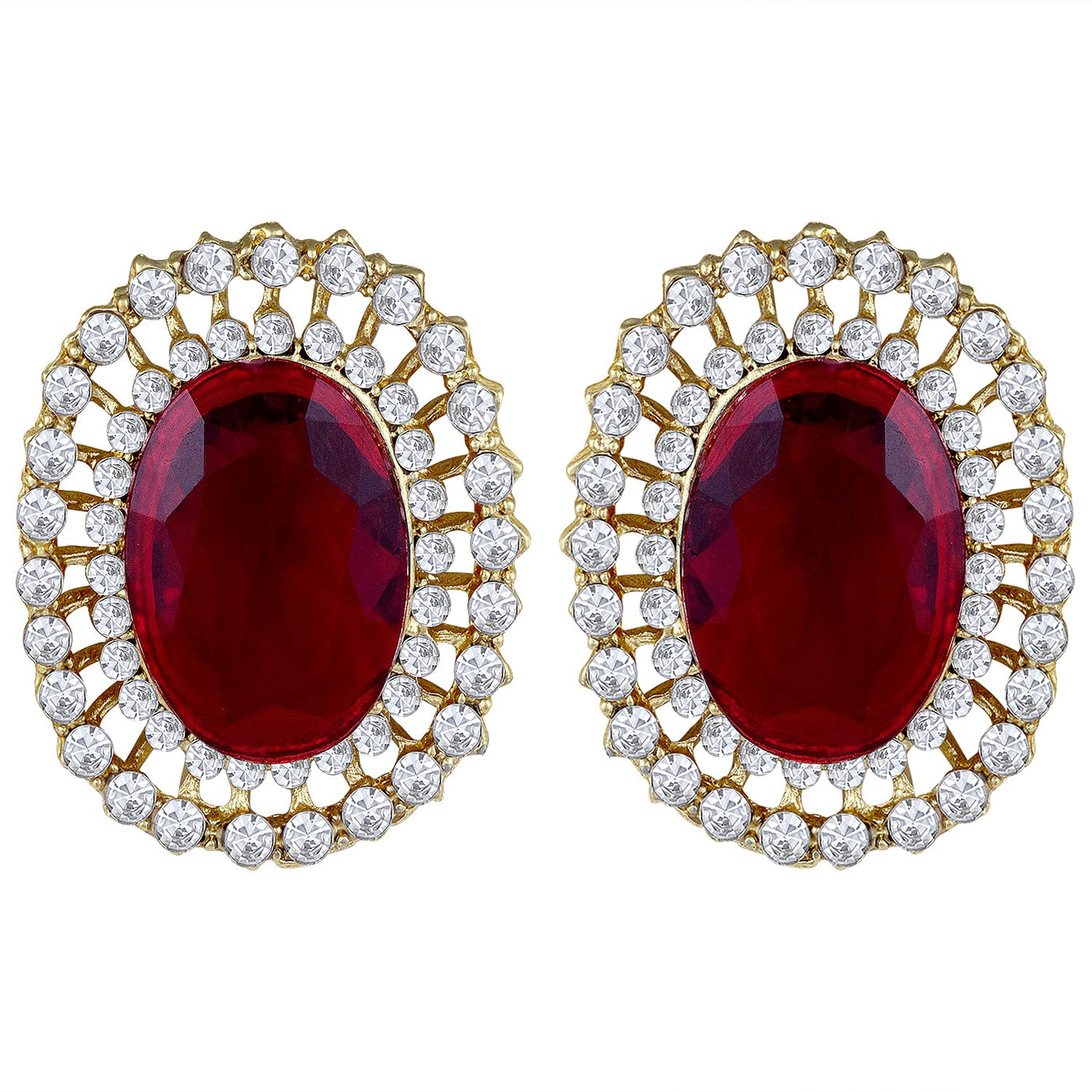 Women's Gold Plated Traditional Green Stone Studded Pearl Choker Necklace Jewellery Set