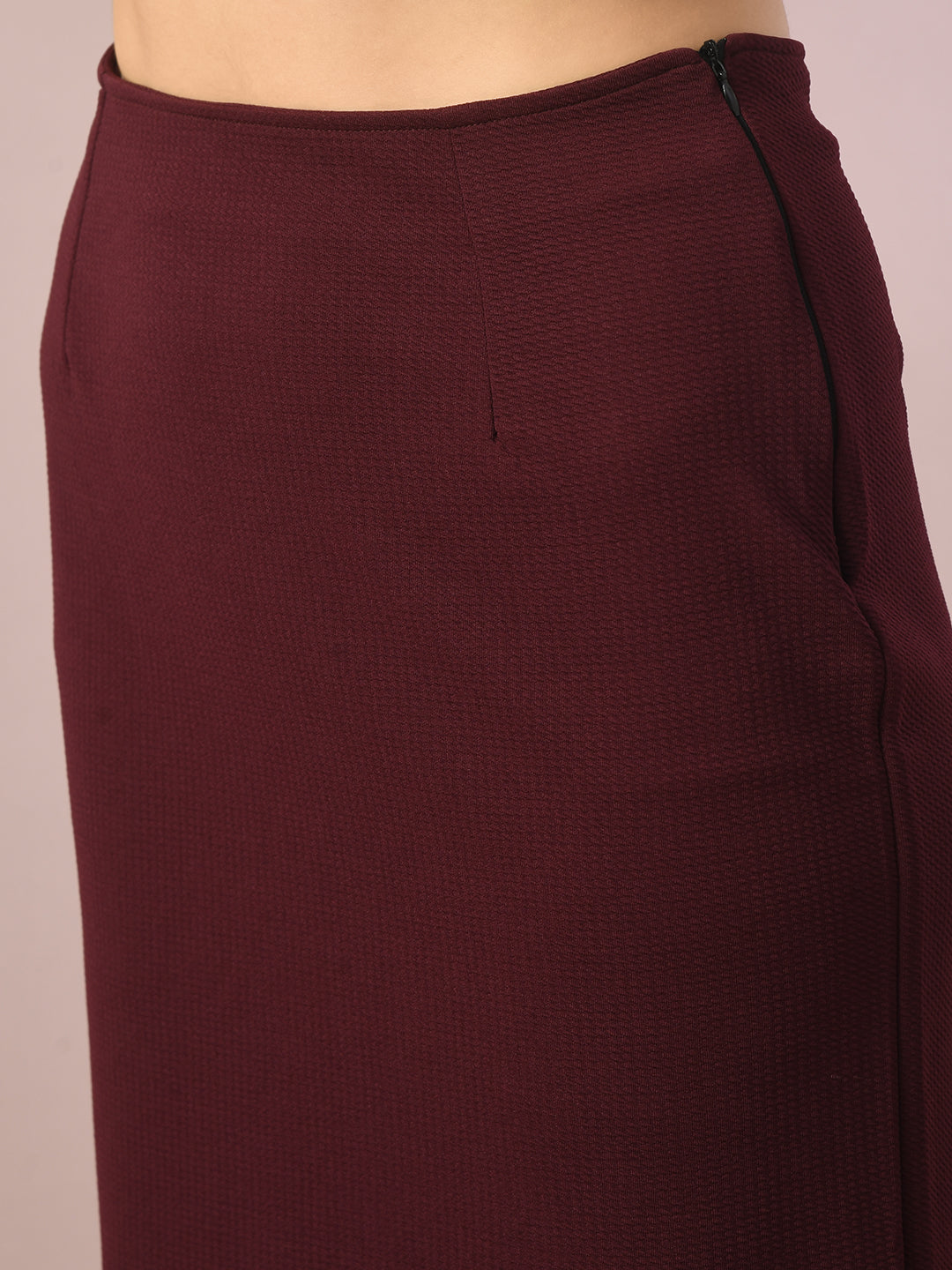 Women's  Brown Solid Knee Length Party Embellished Skirts