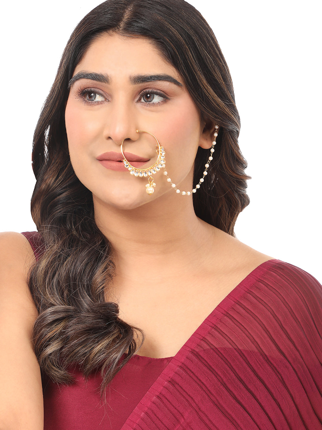 Antique Gold Plated Chained Nose Ring