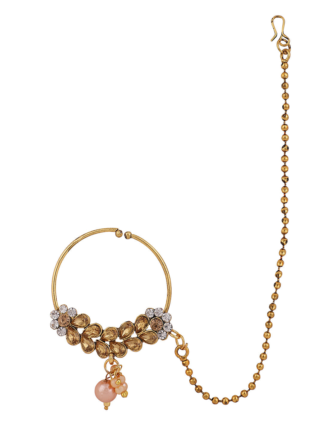 Bridal Nose Ring Kundan Golden Jewelry