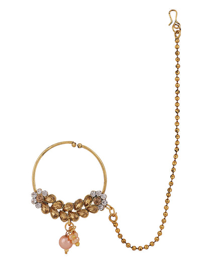 Bridal Nose Ring Kundan Golden Jewelry