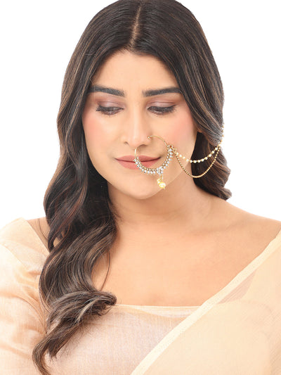 Bridal No Piercing Nath Nose Ring Kundan