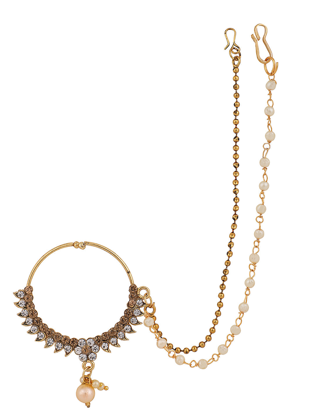 Bridal No Piercing Nath Nose Ring Kundan