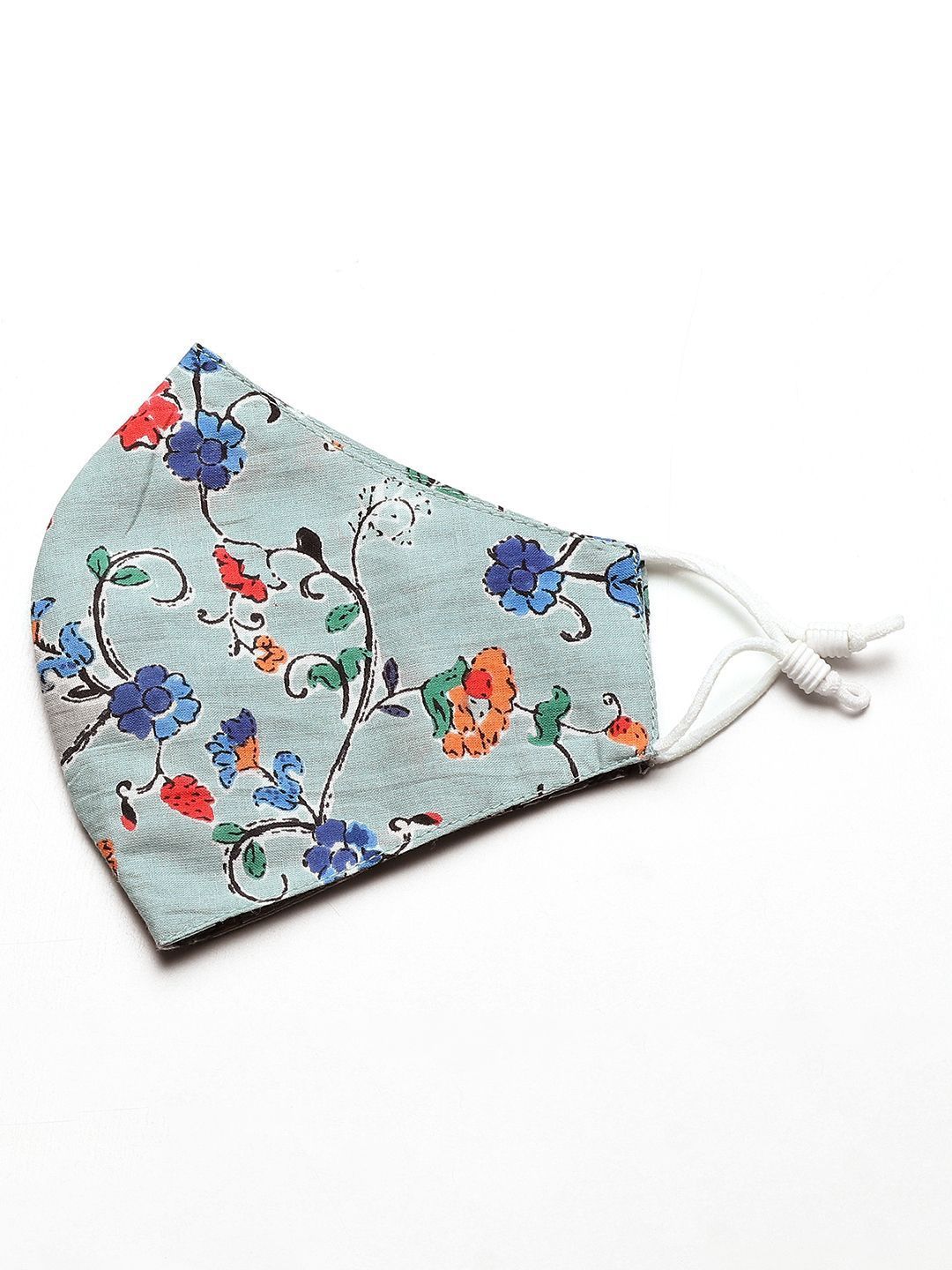 Women's Kurta with Floral Print Jacket and Mask