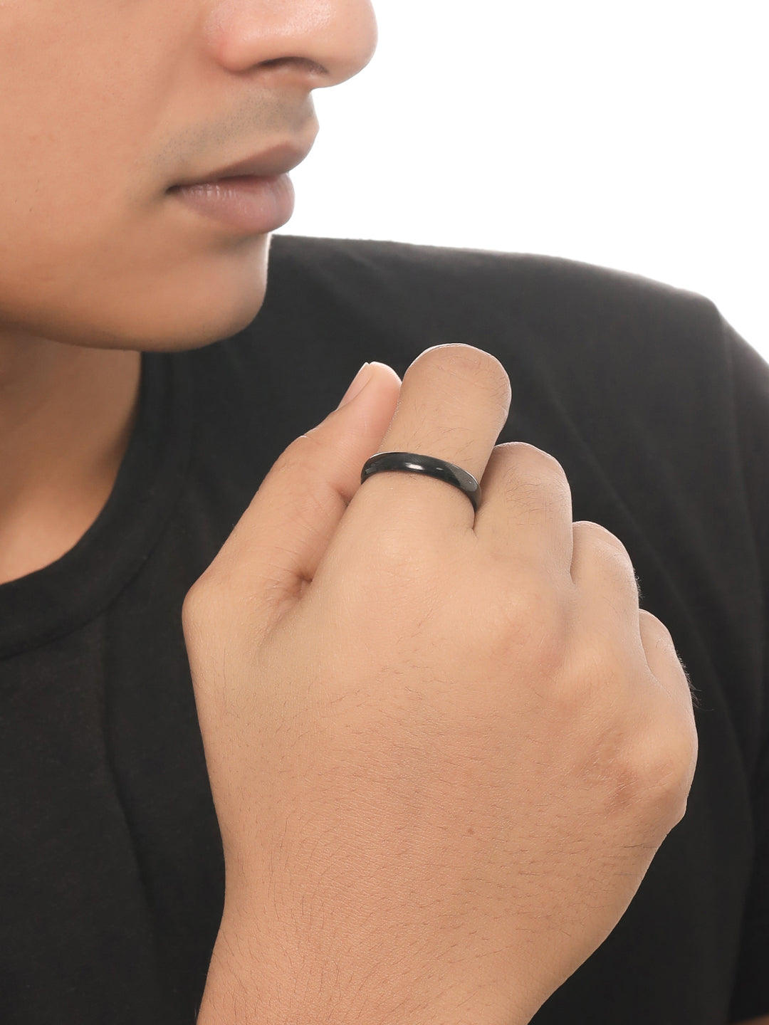 Men's Set Of 2 Black Rhodium-Plated Finger Ring