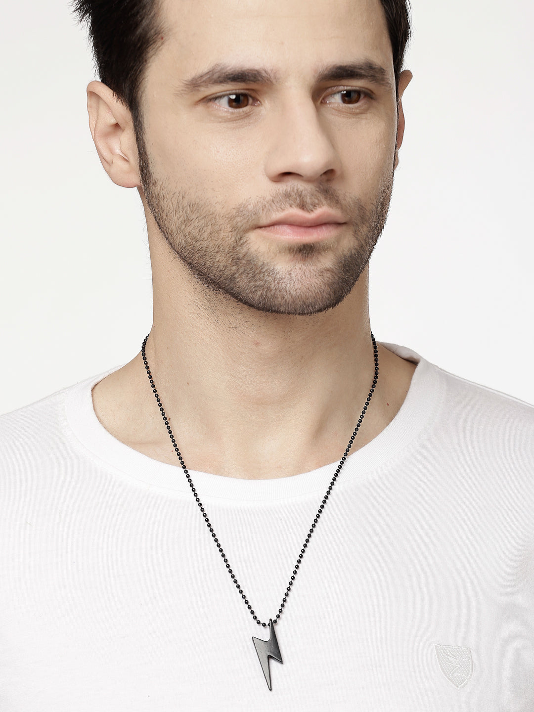 Men's Set Of 2 Black & Silver Flash Pendent With Chain