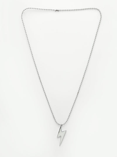 Men's Set Of 2 Black & Silver Flash Pendent With Chain