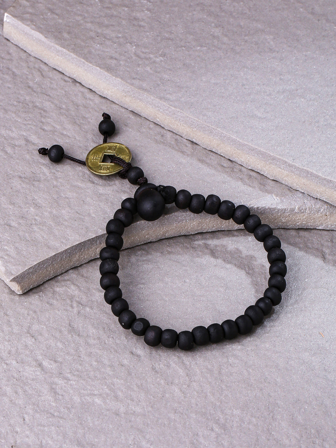Men's Black Beaded Adjustable Braclet