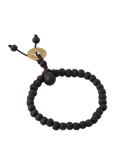 Men's Black Beaded Adjustable Braclet