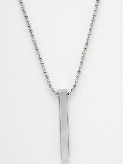 Men's Silver Rhodium Plated Bar Pendant & Chain