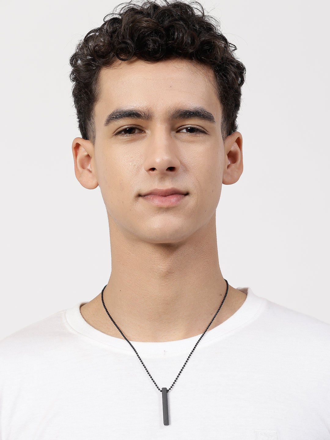 Men's Black Rhodium Plated Bar Pendant & Chain