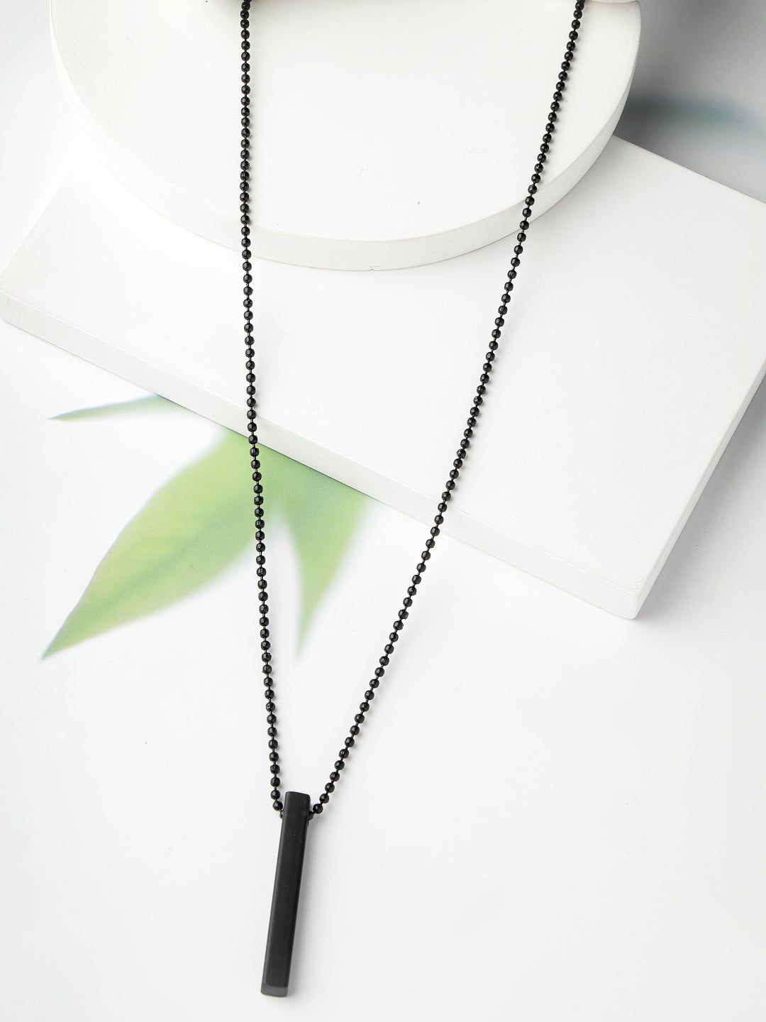 Men's Black Rhodium Plated Bar Pendant & Chain