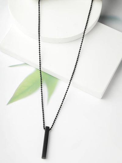 Men's Black Rhodium Plated Bar Pendant & Chain