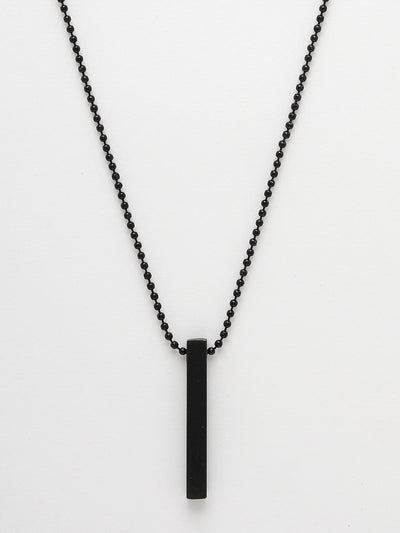 Men's Black Rhodium Plated Bar Pendant & Chain