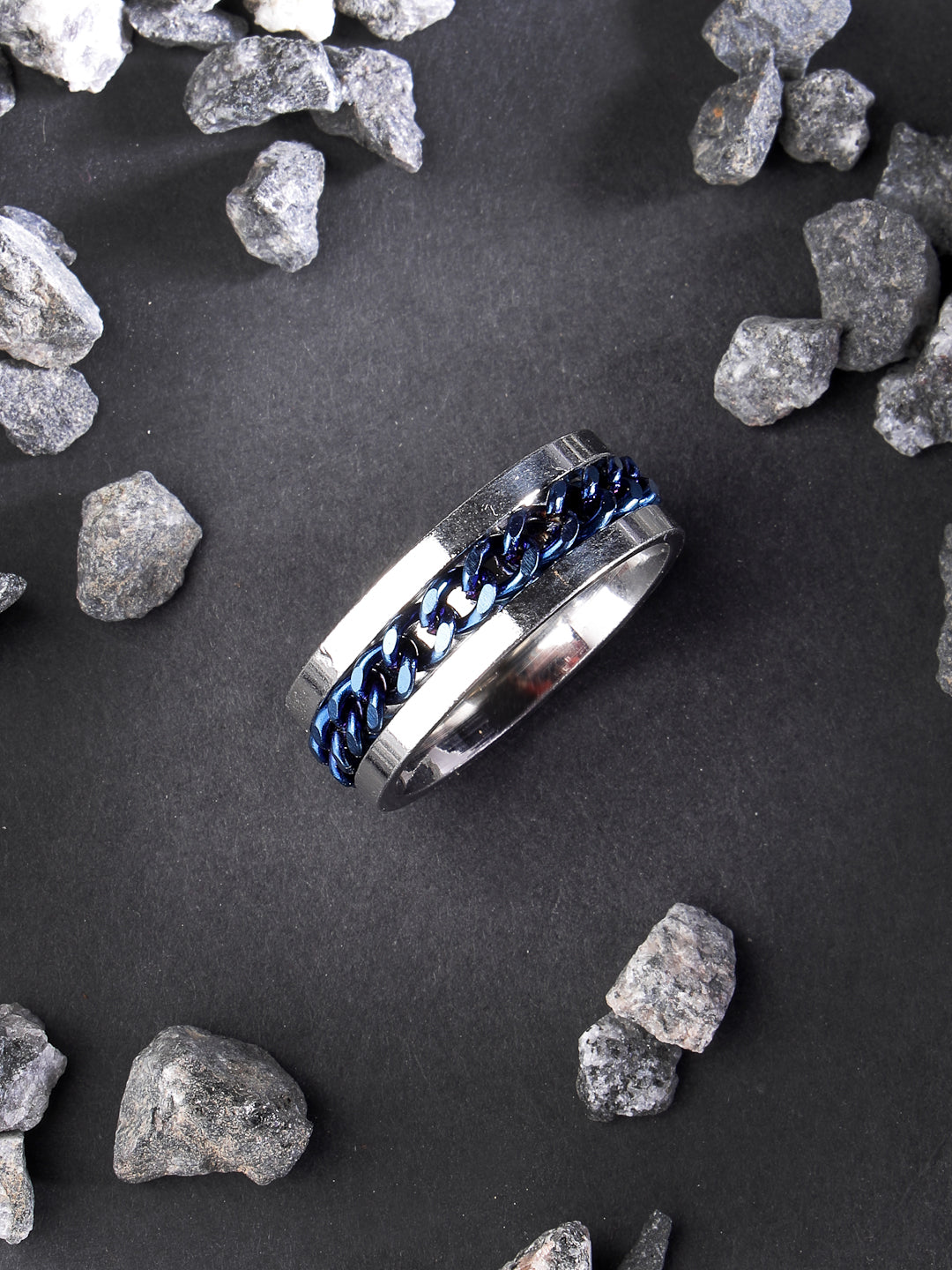 Men's Rhodium Plated Stainless Steel Finger Ring