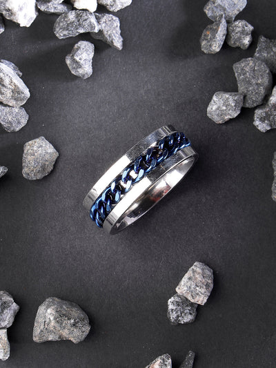 Men's Rhodium Plated Stainless Steel Finger Ring