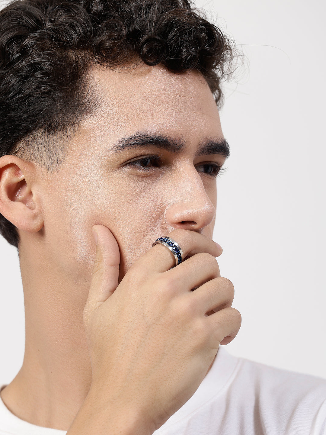 Men's Rhodium Plated Stainless Steel Finger Ring