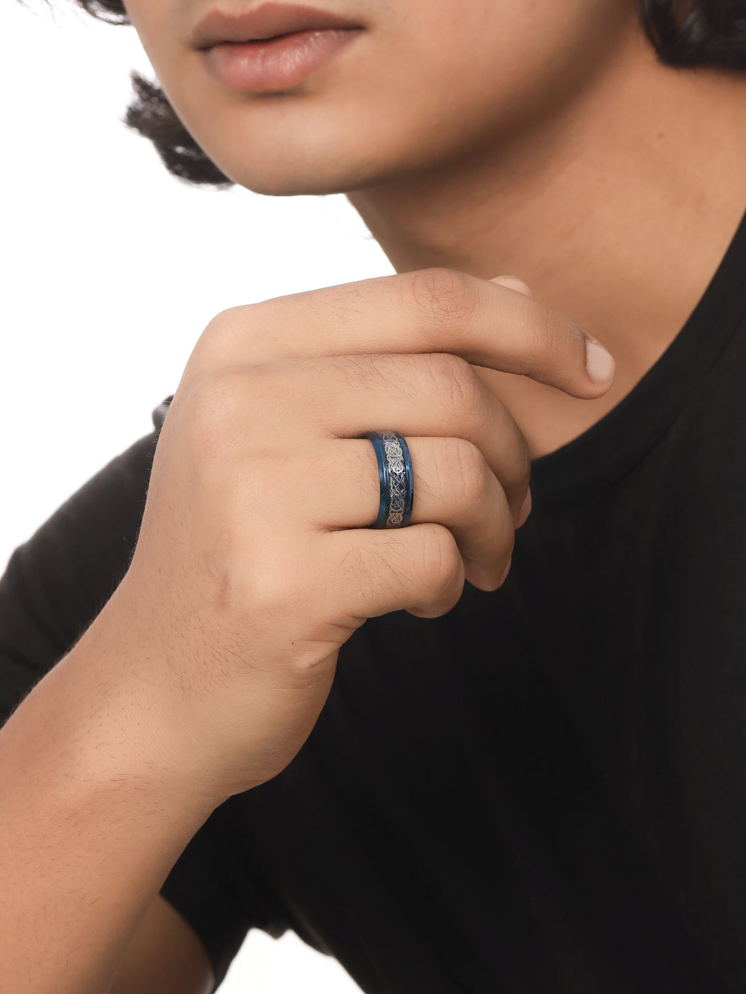 Men's Rhodium-Plated Finger Ring