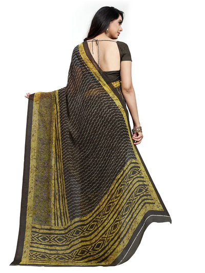 Women's Black Georgette Printed Saree