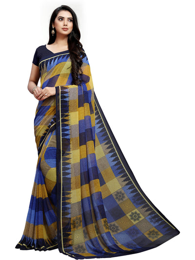 Women's Multicolor Georgette Checkered Saree