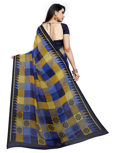 Women's Multicolor Georgette Checkered Saree