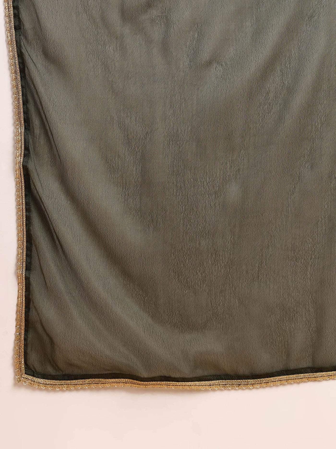 Women's Olive Cotton Blend Printed Straight Kurta Pant Set With Dupatta