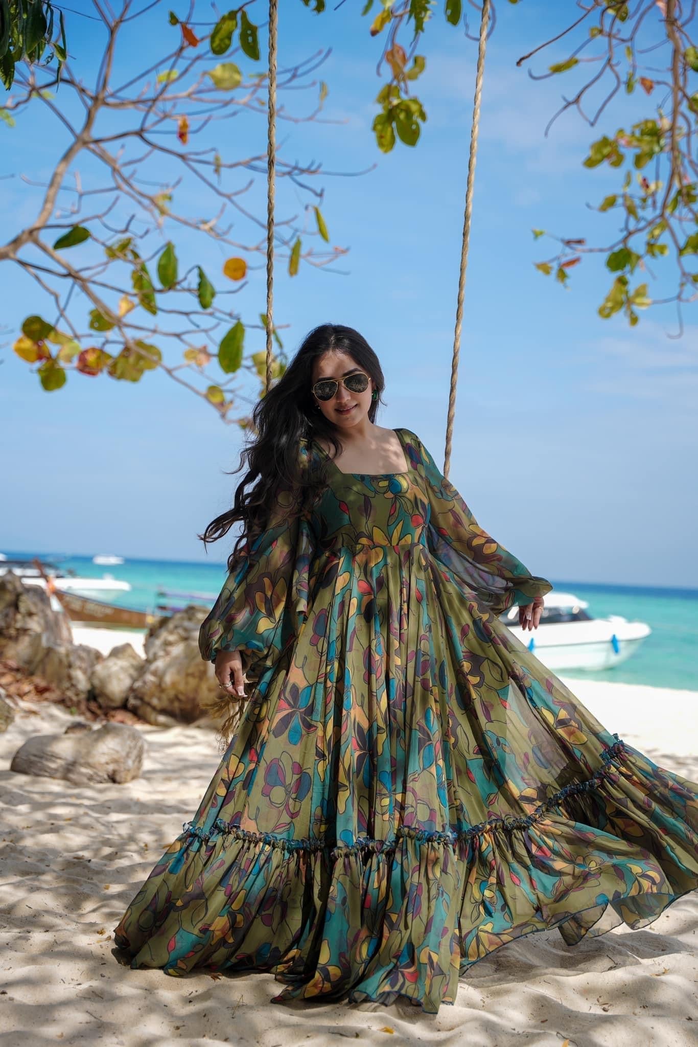 Women's Look Pretty Wearing This Lovely Designer Readymade  Gown