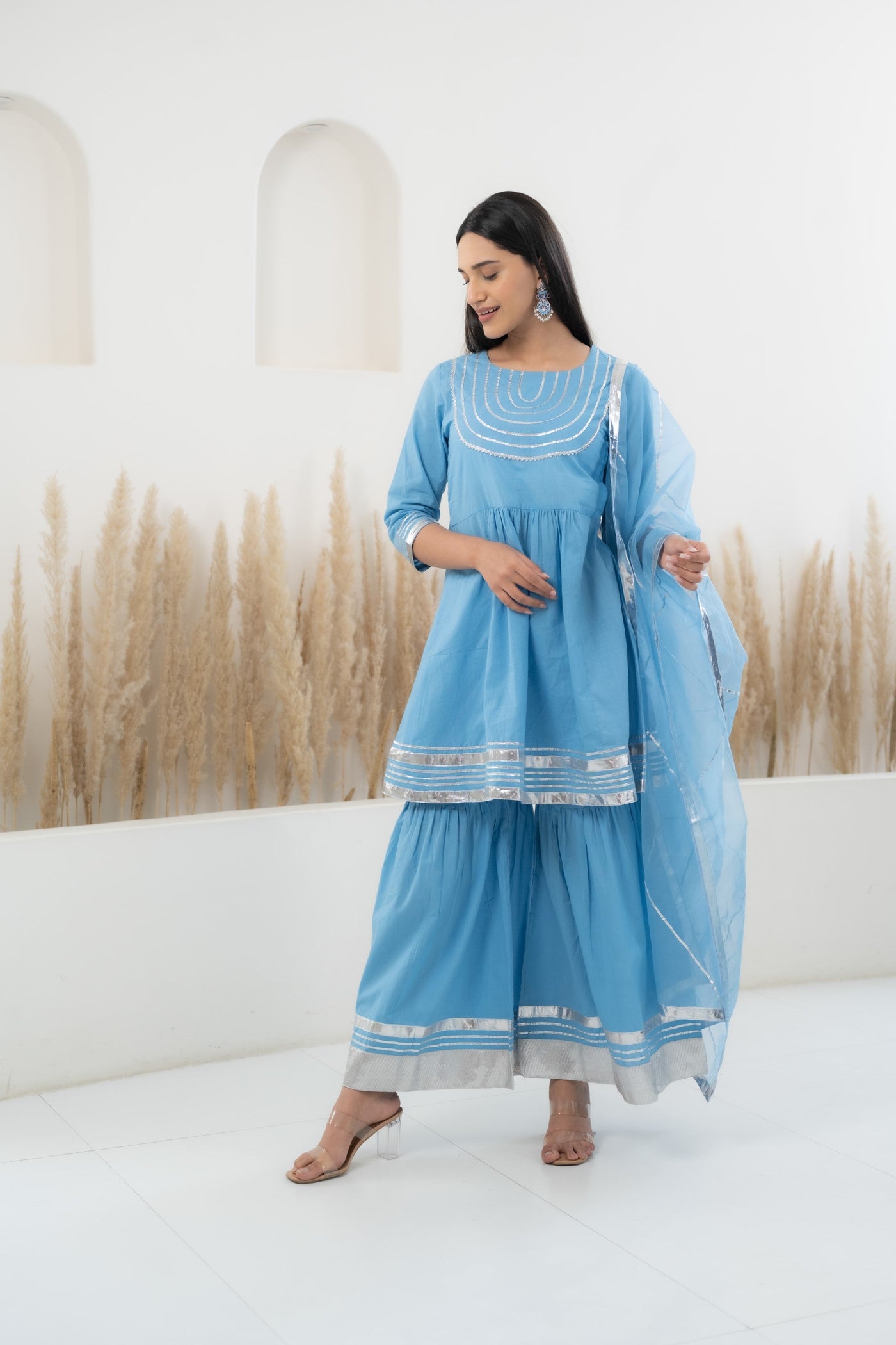 Blue Sharara set for women by Myshka