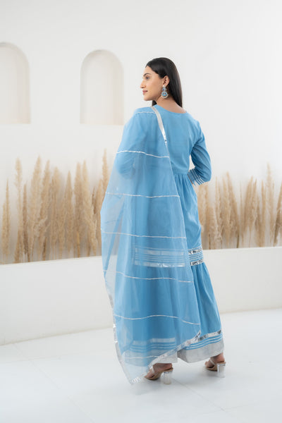 Blue Sharara set for women by Myshka