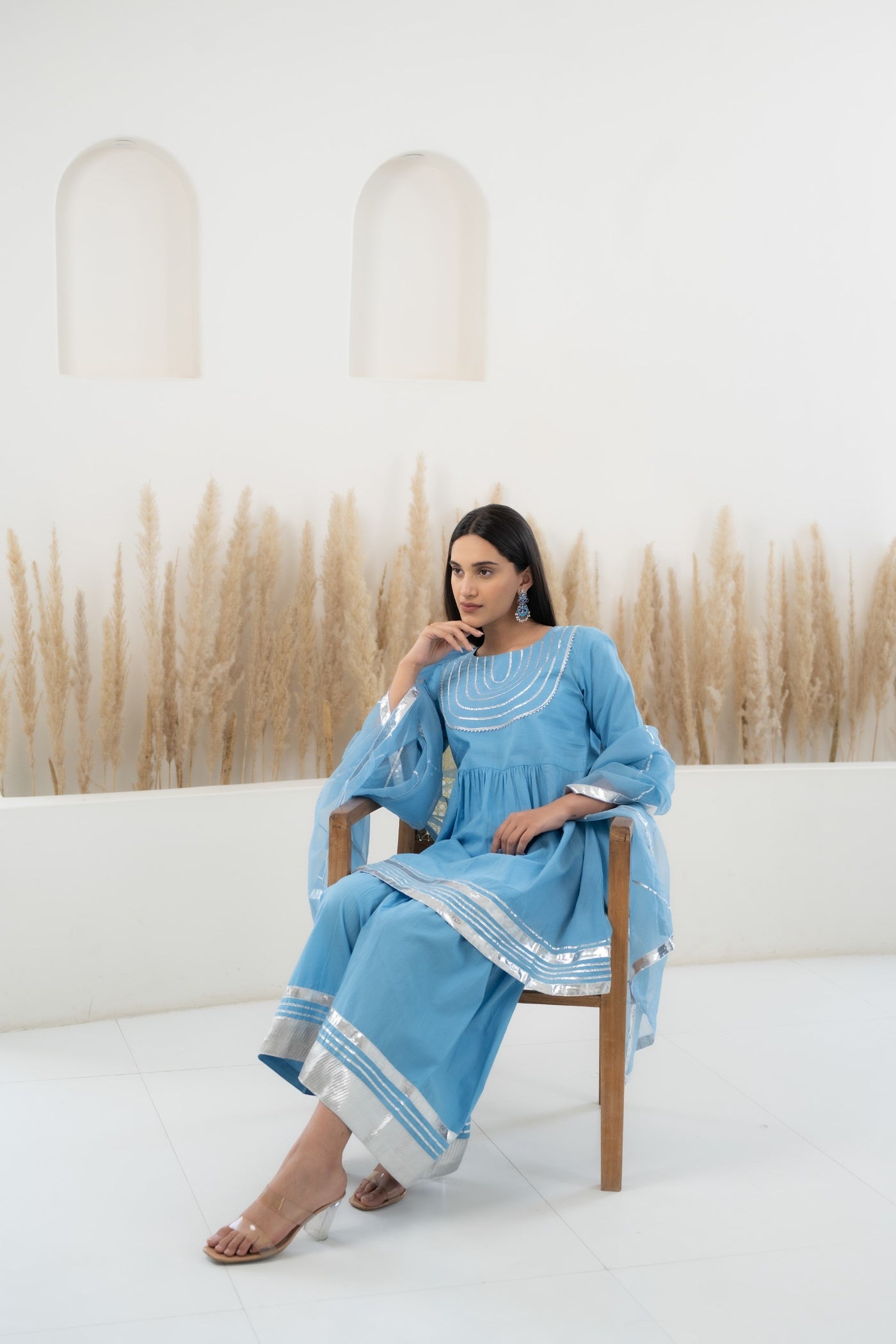 Blue Sharara set for women by Myshka