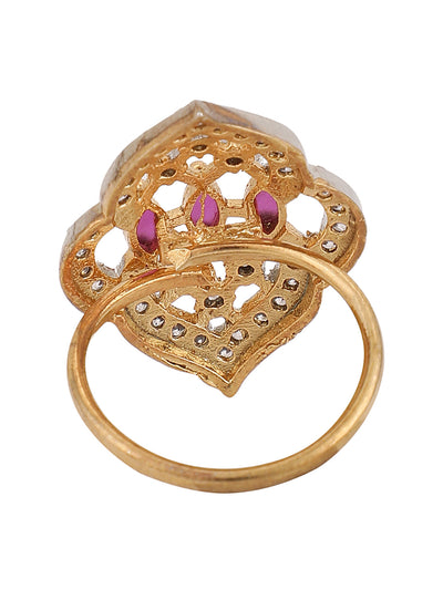 Women's Designer Classy Look American Diamond Magenta White Cocktail Ring