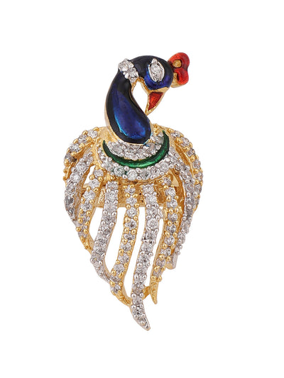 Women's Elegant Peacock Shape Multicolour American Diamond Cocktail Ring