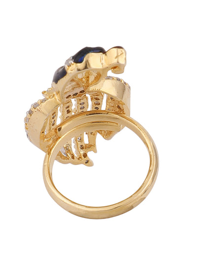 Women's Elegant Peacock Shape Multicolour American Diamond Cocktail Ring