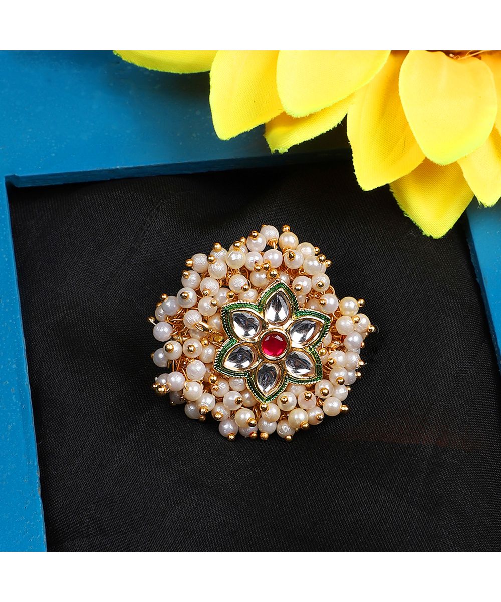 Women's Traditional Gold Plated Layers of Kundan and Layers of Pearl Studded