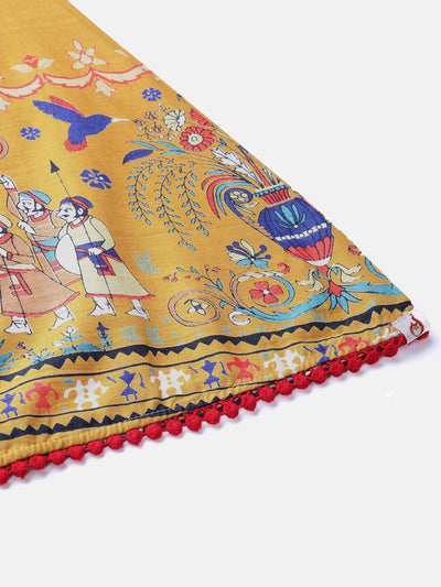 Women's Mustard Cotton Printed Flared Palazzo