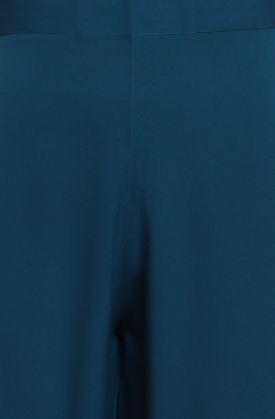 Women's Teal Poly Crepe Kurta With Palaz