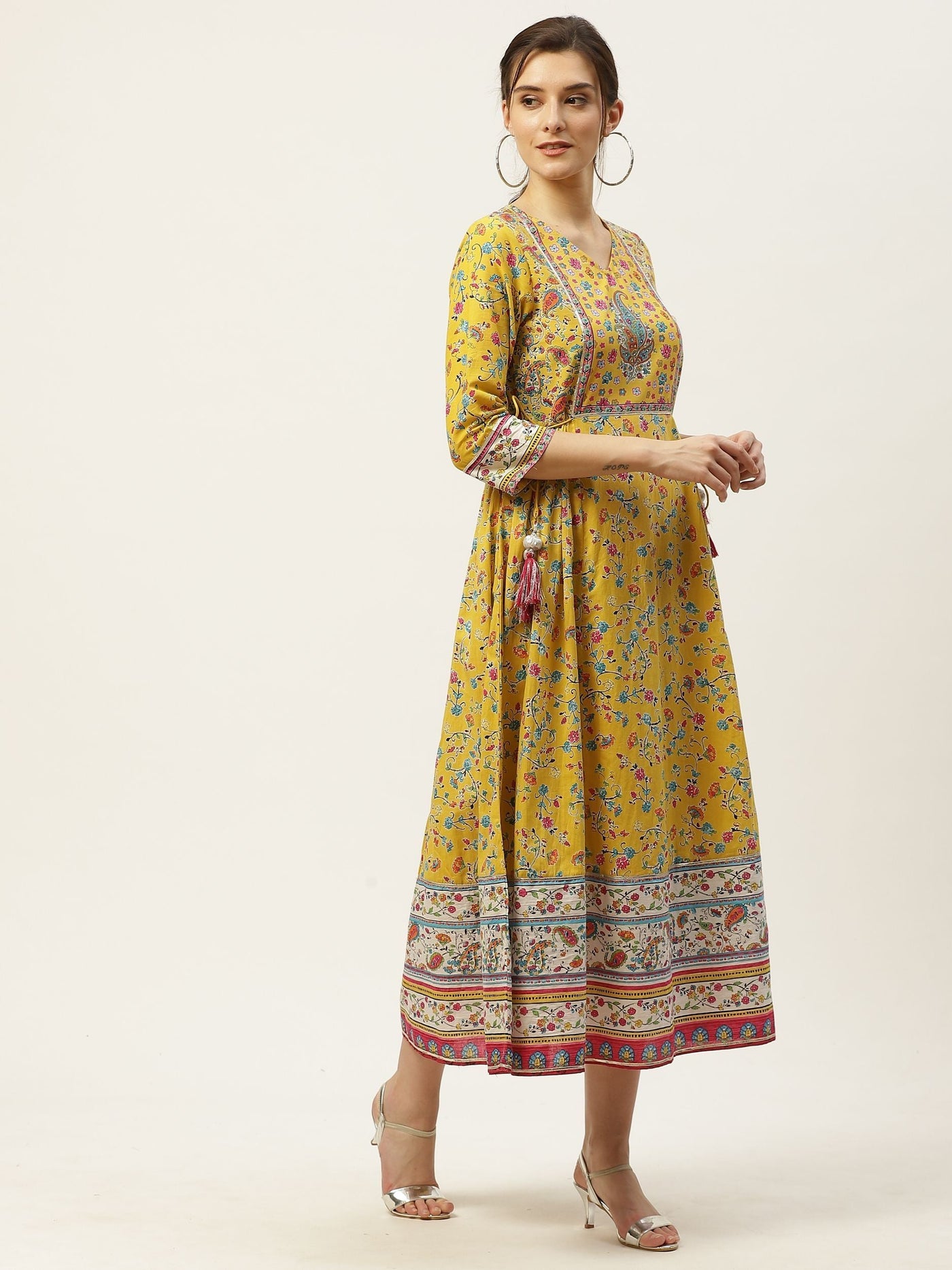 Women's Floral Printed Anarkali Dress & Dupatta Set