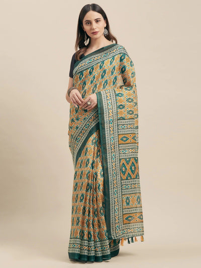 Women's Green Art Silk Printed Saree