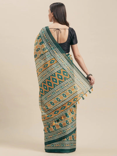 Women's Green Art Silk Printed Saree