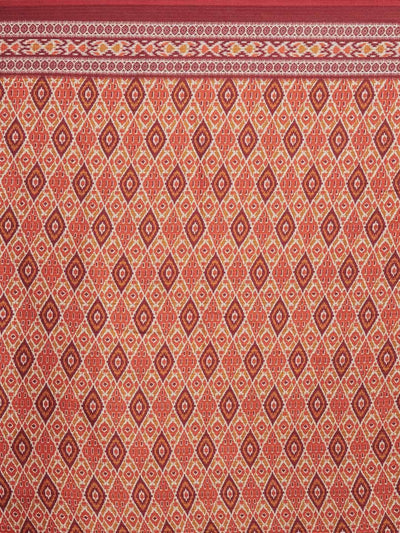 Women's Maroon Art Silk Printed Saree