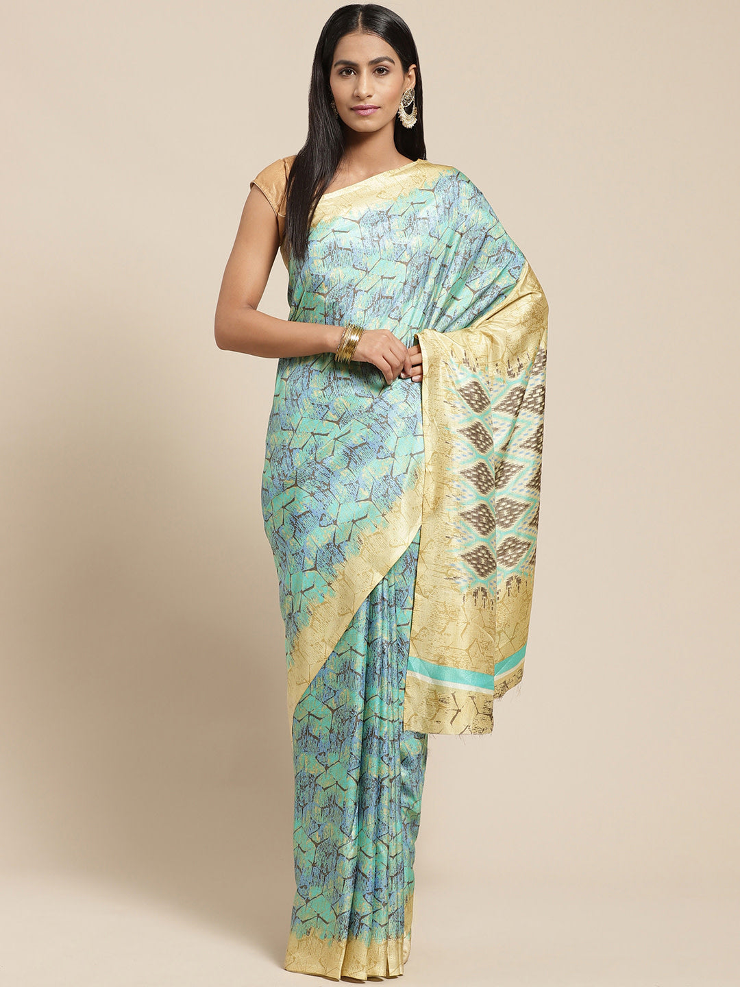 Women's Green Art Silk Printed Saree