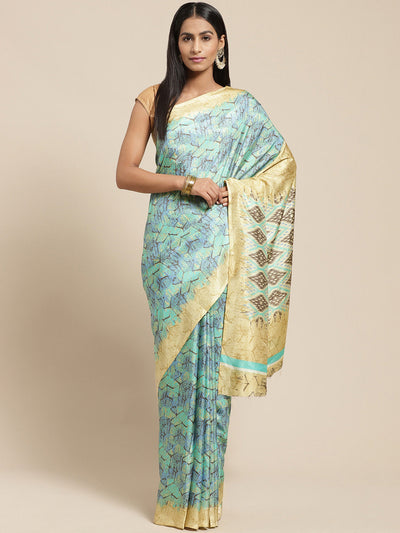 Women's Green Art Silk Printed Saree