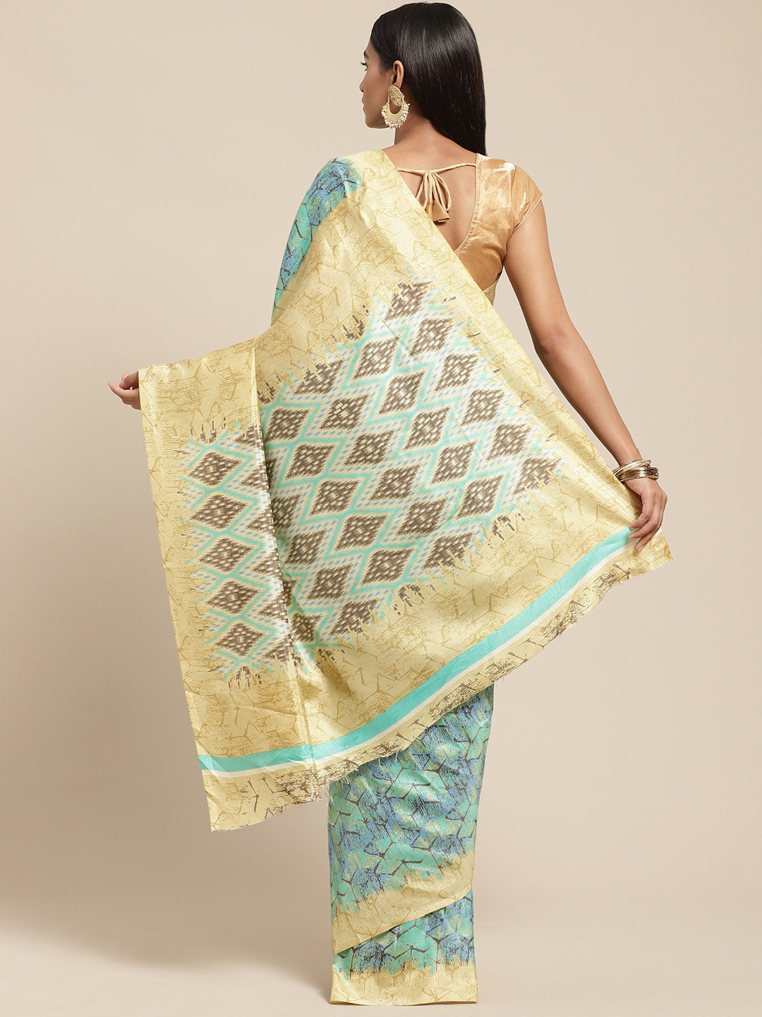 Women's Green Art Silk Printed Saree